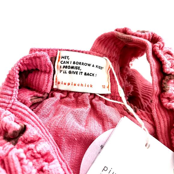 PIUPIUCHICK pomegranate hearts corduroy bubble romper 9-12 months NWT - Picture 8 of 9